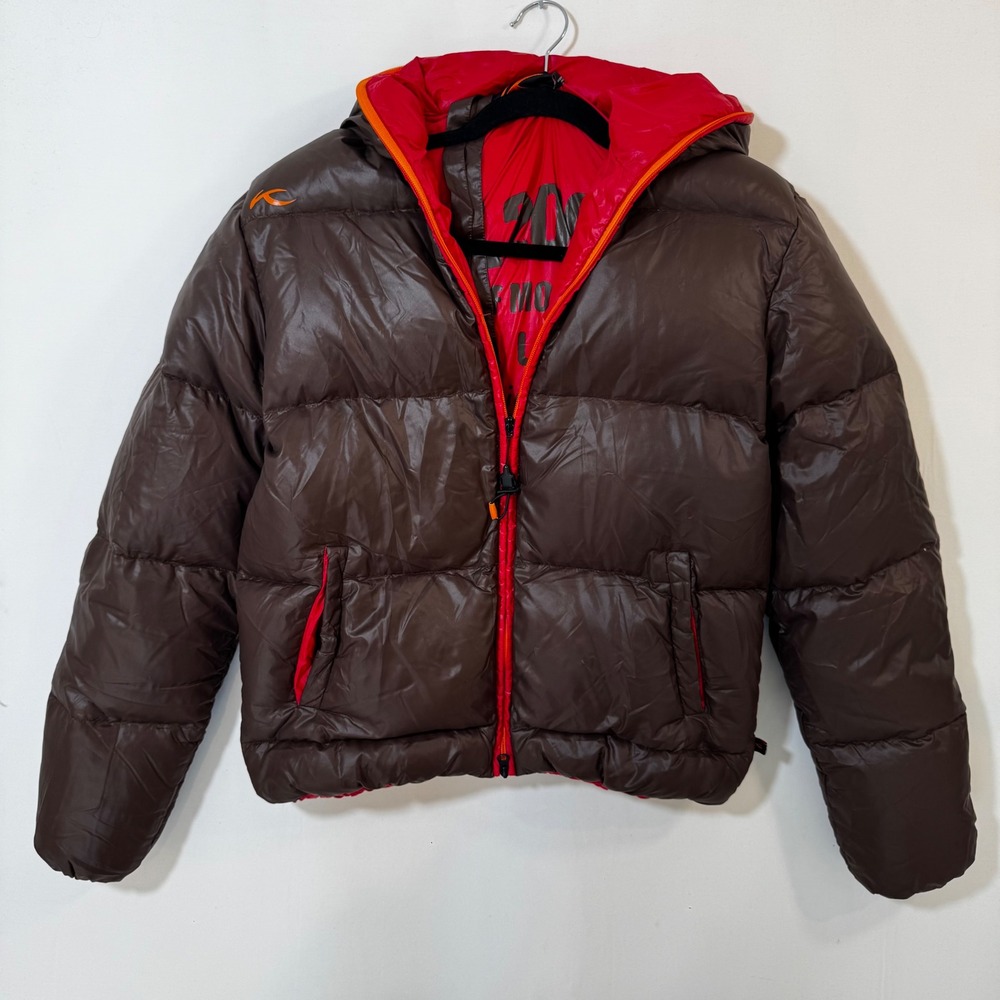 KJUS Spin Down Jacket Puffer Reversible Brown Red Goose Down S Water repellent